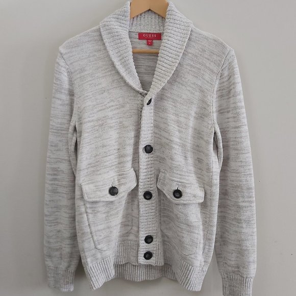 GUESS Shawl-Collared Button Front Cardigan Sweater - Picture 1 of 12